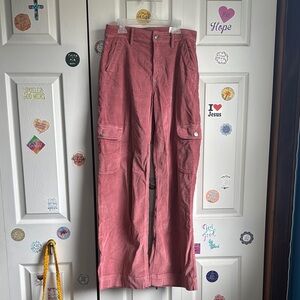 Pink Corduroy Cargo Pants